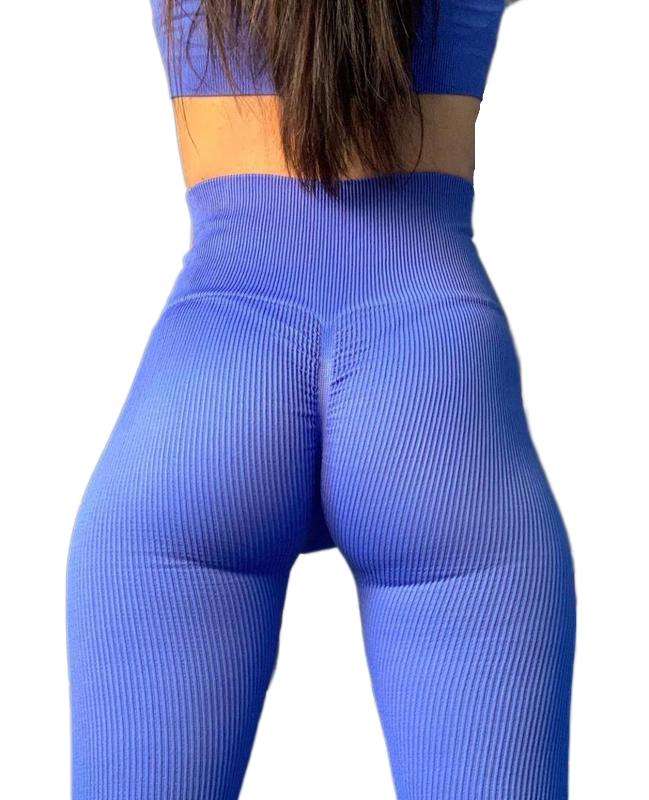 Леггинсы Giulia Leggings Rib Amparo Blue в рубчик с моделирующим швом сзади S/M Синий - фото 3