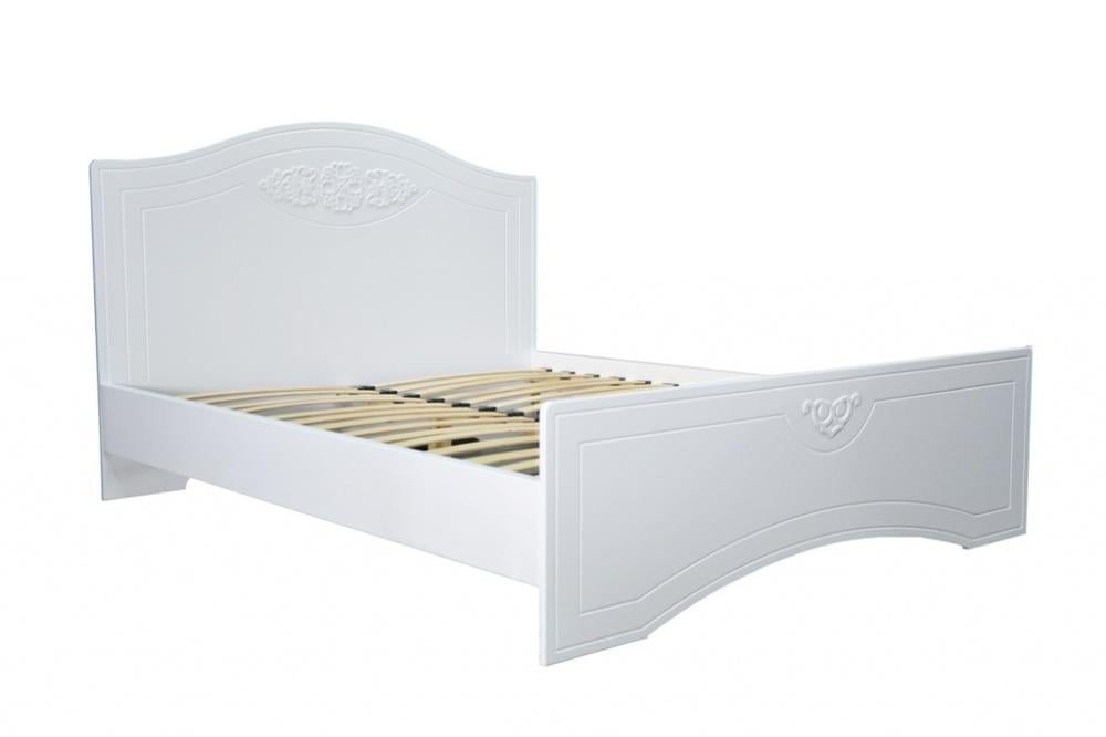 Кровать полуторная Неман Анжелика с деревянным вкладом ЛДСП/МДФ 140х200 см Белый супермат (45749)
