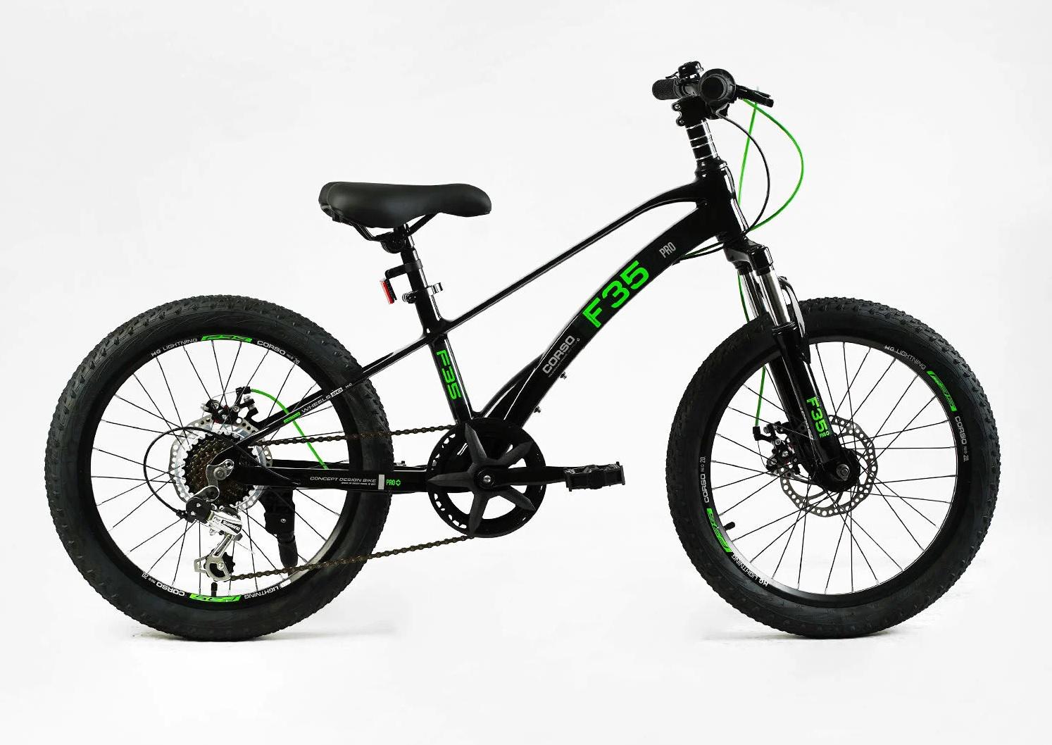 Велосипед детский спортивный Corso Shimano Revoshift 20" магниевая рама 7 скоростей Black (138670)