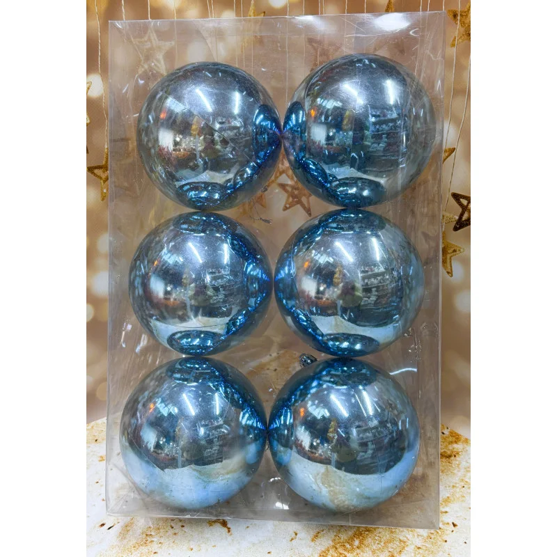 Набор елочных игрушек пластиковые круглые 6 шт. 12 см Голубой (2775427221) - фото 1 Набор елочных игрушек пластиковые круглые 6 шт. 12 см Голубой (2775427221) - фото 1