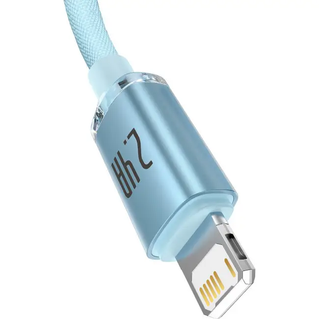 Кабель BASEUS Crystal Shine Series Fast Charging Cable USB to Lightning CAJY001103 2,4A 1,2 м Blue - фото 2