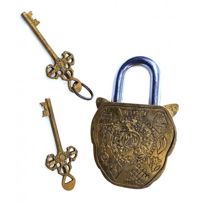 Тибетський замок Лев 14х8,5х5 см Бронзовий (33965) - фото 3 Тибетський замок Лев 14х8,5х5 см Бронзовий (33965) - фото 3