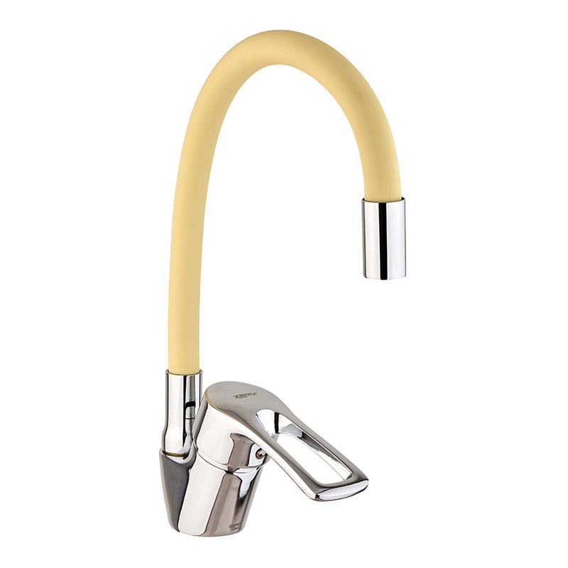 Змішувач на кухню Zerix YUB 181 Reflector з силіконовим виливом Ivory (ZX4976)