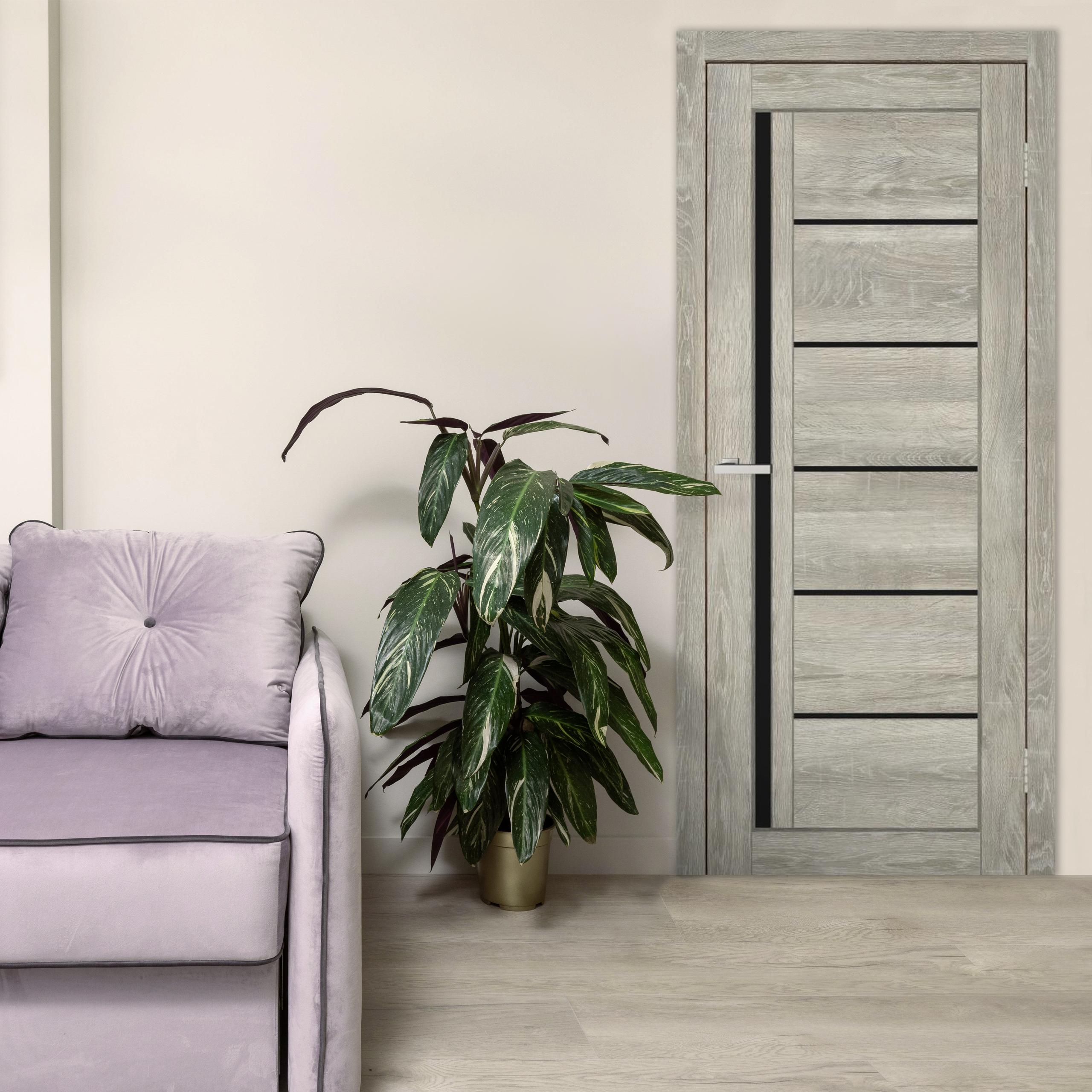 Двері Англія скло чорне 2000х800 мм Пепельний бук (60918)