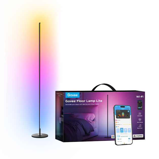 Торшер Govee Floor Lamp Matter WI-FI Bluetooth RGBICW Черный (H8076)