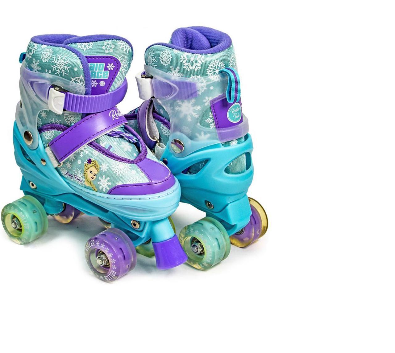 Комплект ролики-квади Frozen 778F колеса що світяться і шолом р. 34-38 Turquoise/Violet