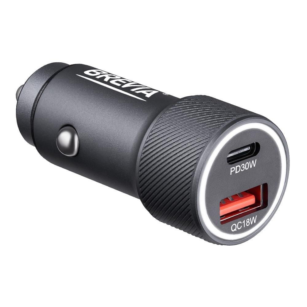 Зарядное устройство автомобильное Brevia ePower Dual Grip Metal LED 48W 1xUSB-C+1xUSB-A (46048GCUG)
