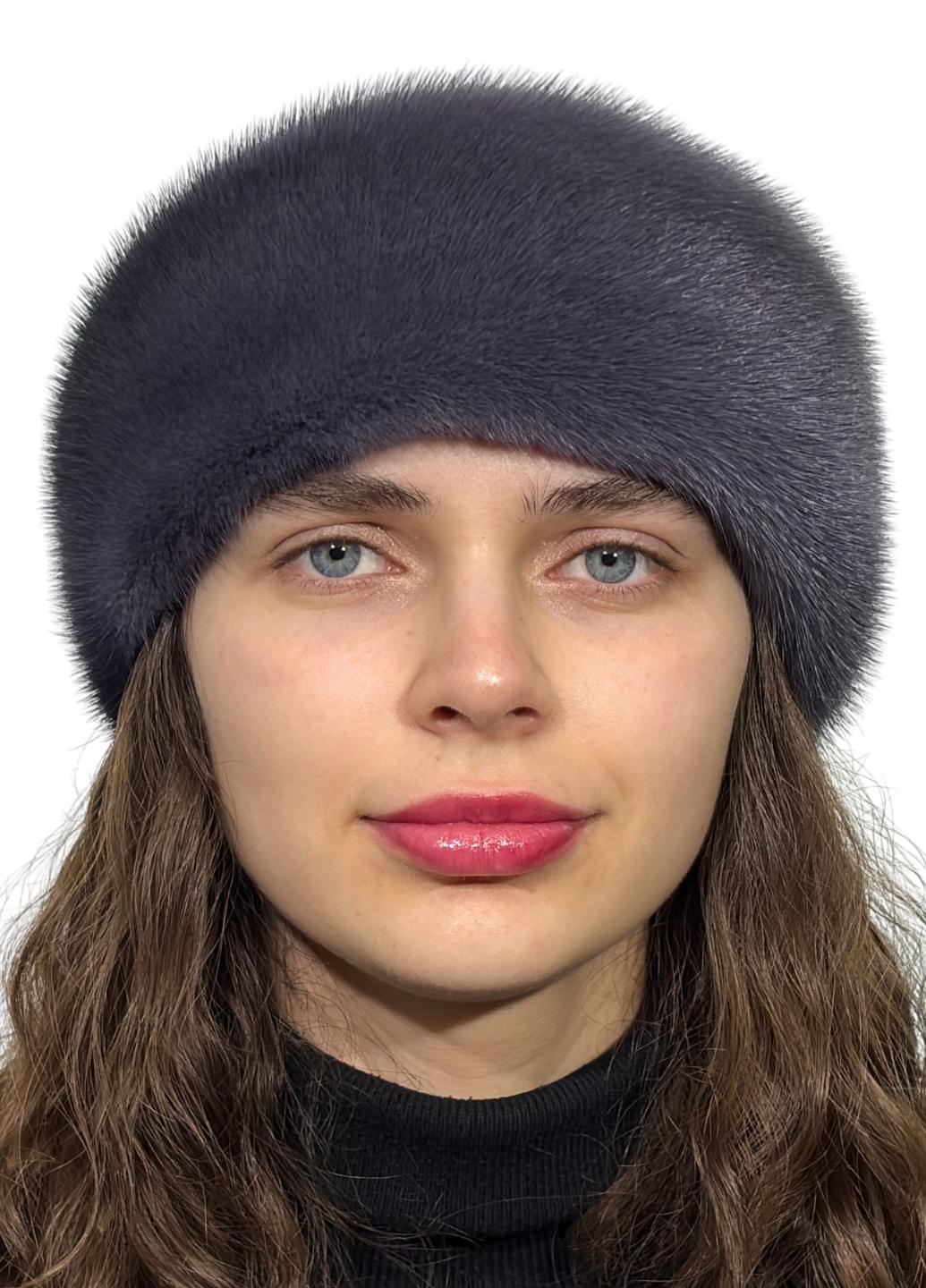 Повязка на голову женская Меховой стиль цельная из меха норки Ирис (1003/K)