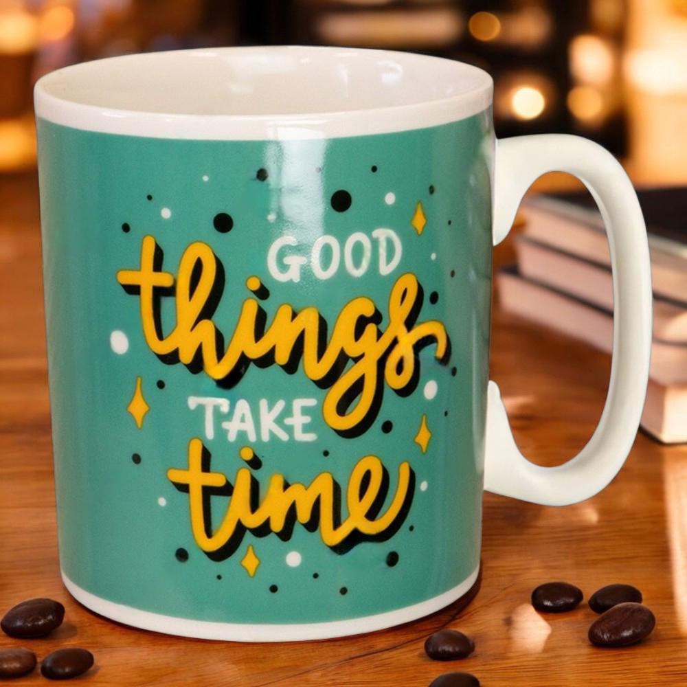 Кружка керамическая "Good things take time" 1 л Зеленый