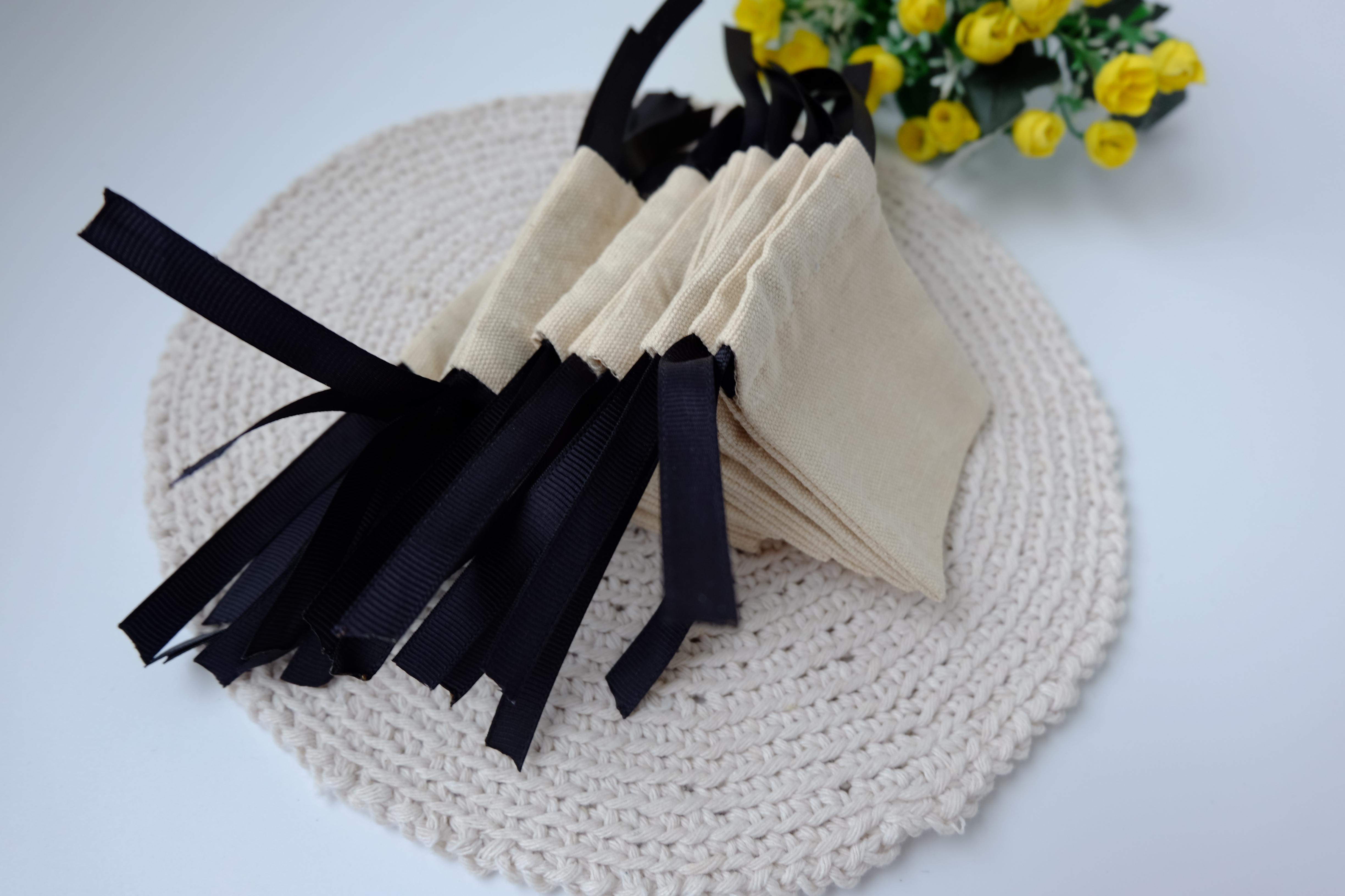 Мішечки зі щільної бавовни 10 шт. 8х7 см Чорний/Бежевий (29095104) - фото 5