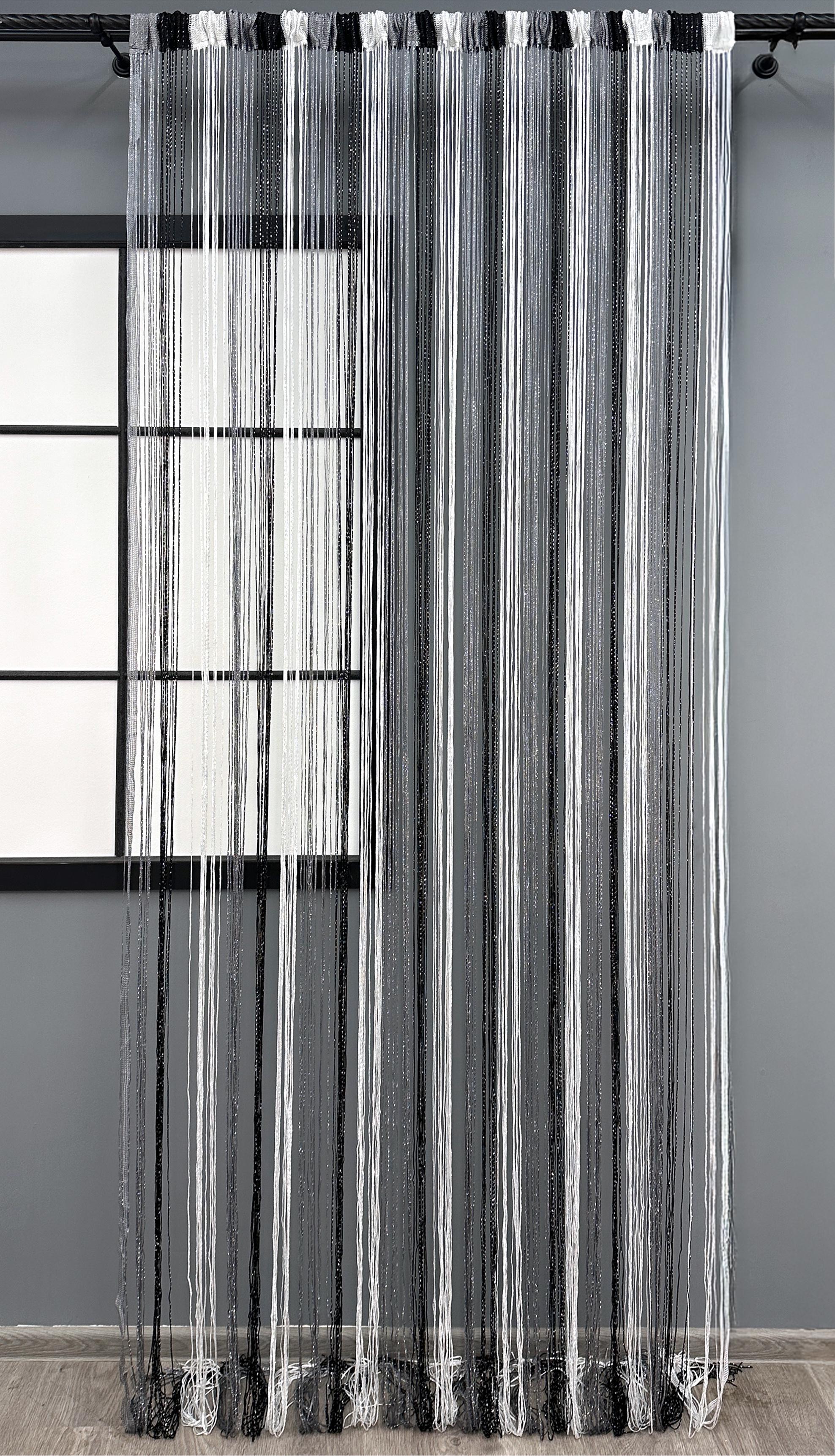 Шторы-нити с люрексом 300х300 см Графитовый/Черный/Белый (61-102) - фото 2
