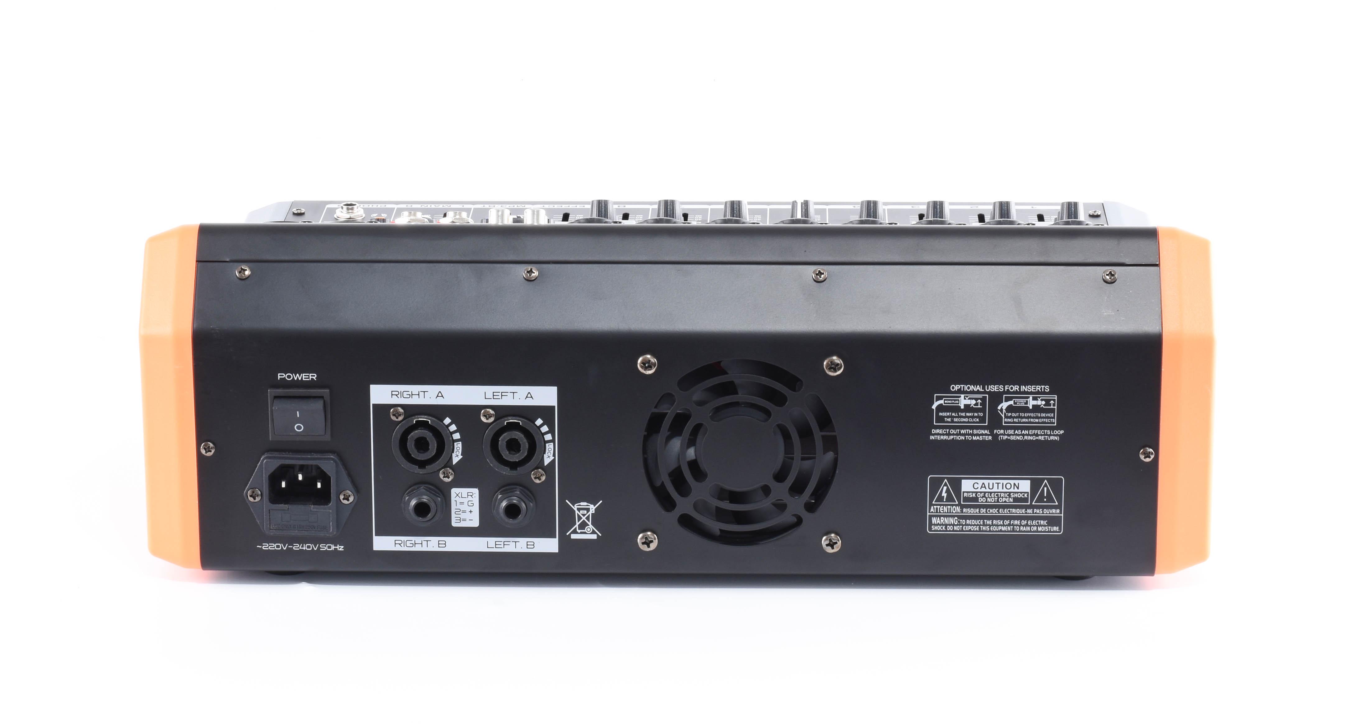 Микшерный пульт активный с усилителем 2х500 Вт 8 каналов USB Bluetooth 99 DSP эффектов (0030) - фото 3 Микшерный пульт активный с усилителем 2х500 Вт 8 каналов USB Bluetooth 99 DSP эффектов (0030) - фото 3