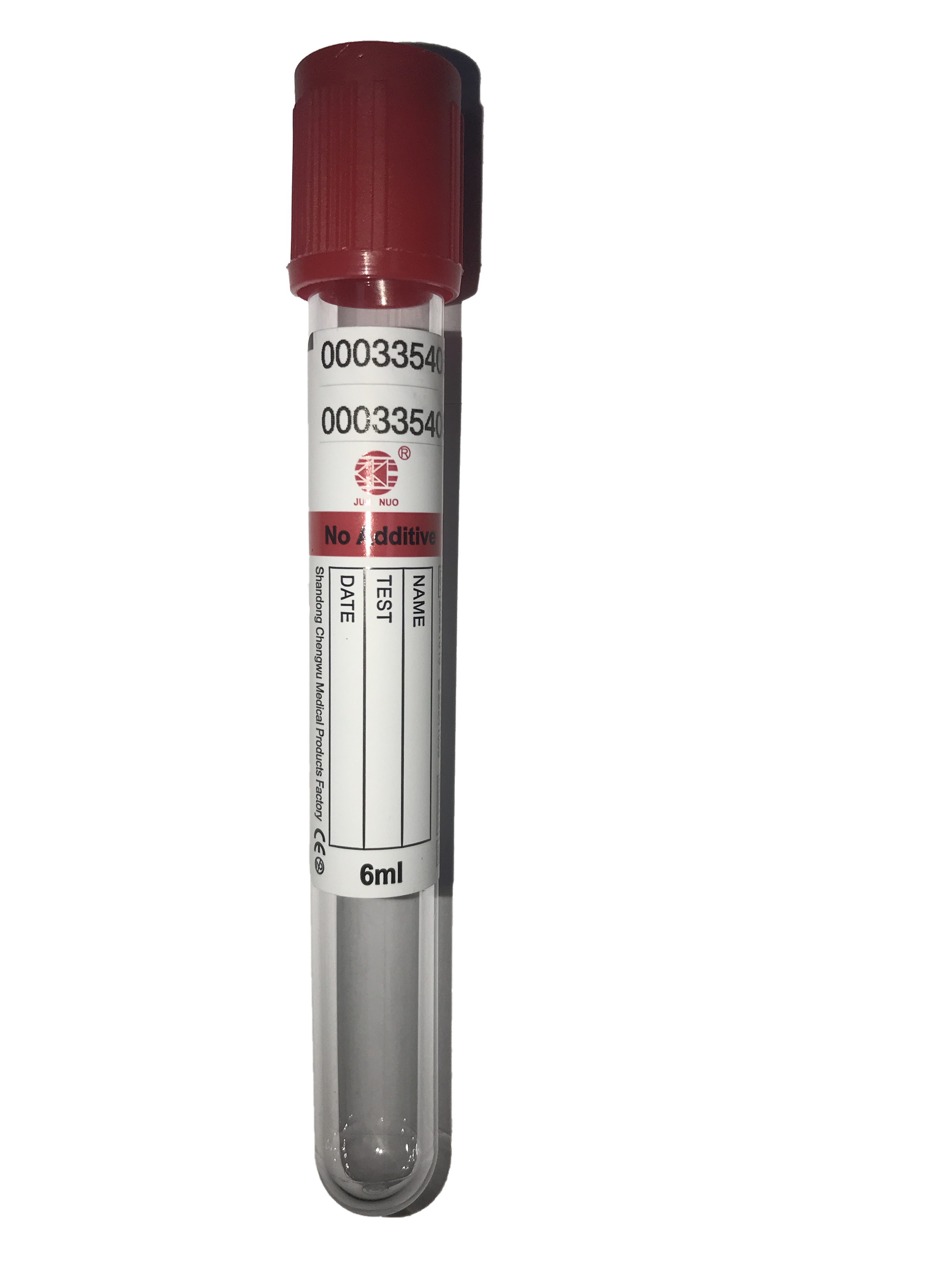 Пробирка вакуумная для забора крови без наполнителя 6 мл 13x100 мм стерильная с красной крышкой 100 шт. (9340567)