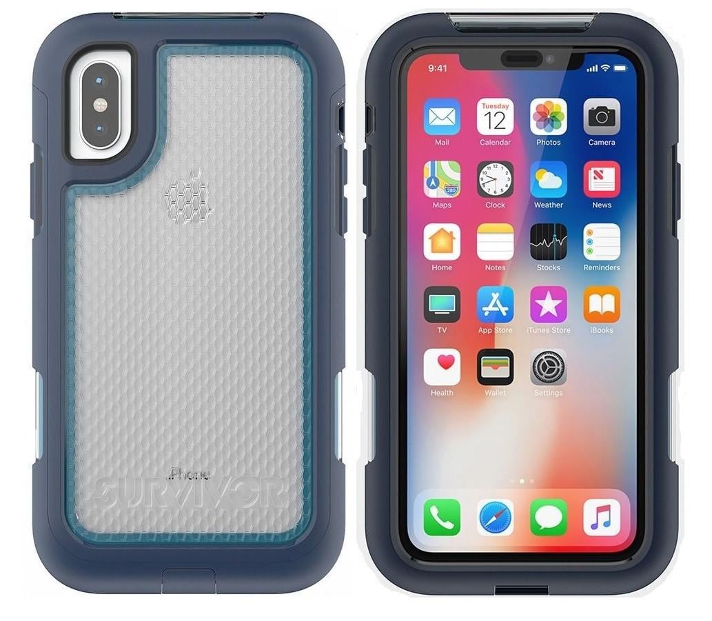 Противоударный чехол с защитой экрана 360 Griffin Survivor Extreme для iPhone X/XS Blue