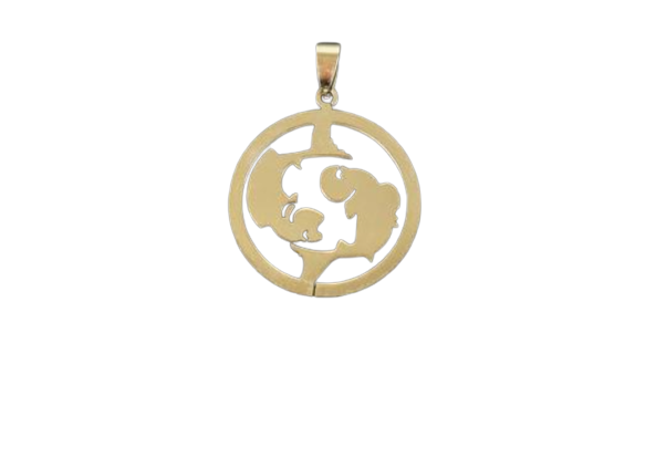 Кулон зодіак Риби з медичної сталі 3,0x3,0x0,2 см (t30672)