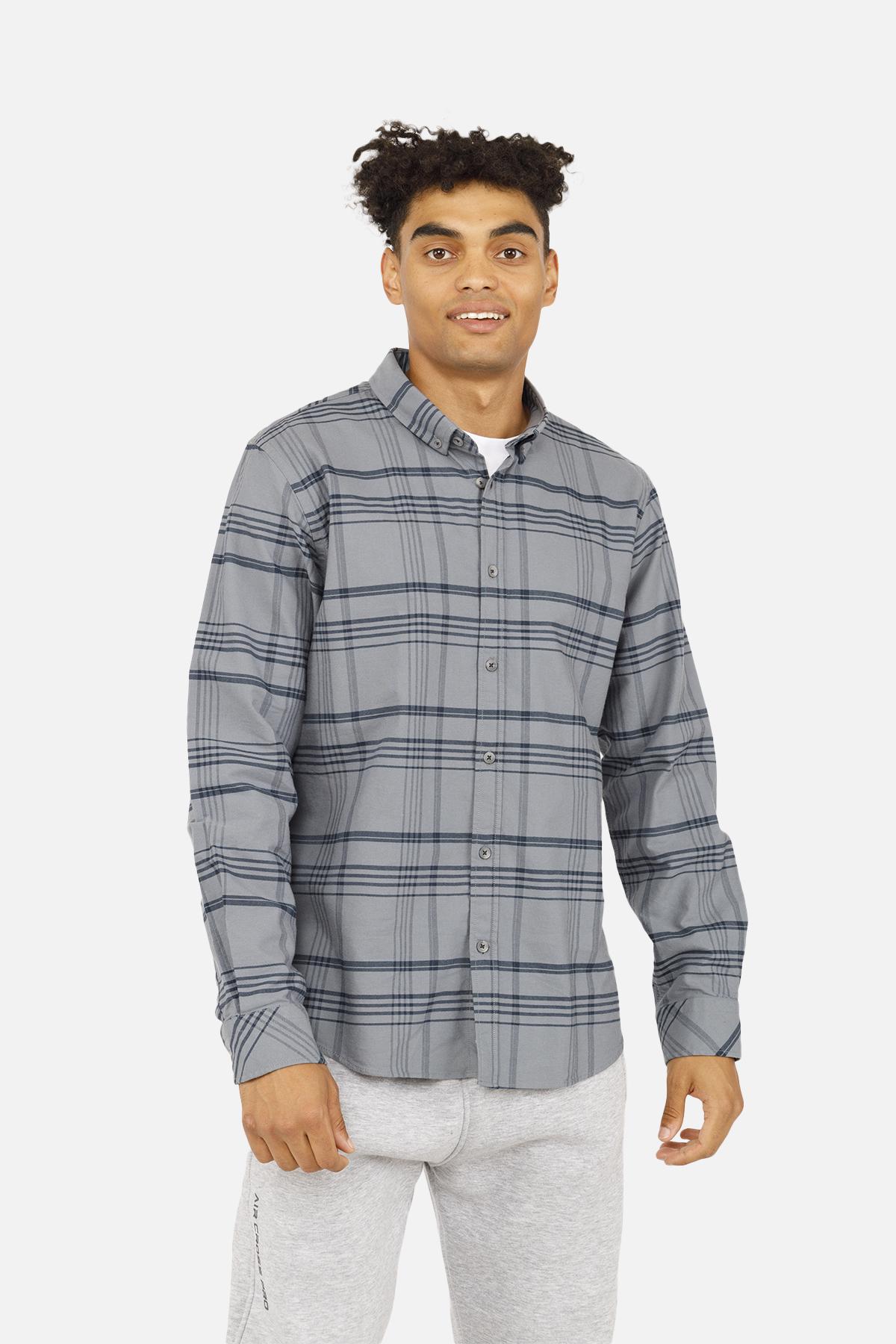 Рубашка мужская ЦБ-00258057 с длинным рукавом р. 48 Темно-серый (SKT001015274)