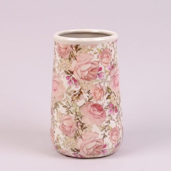 Ваза керамическая Flora Розовые цветы (38565)
