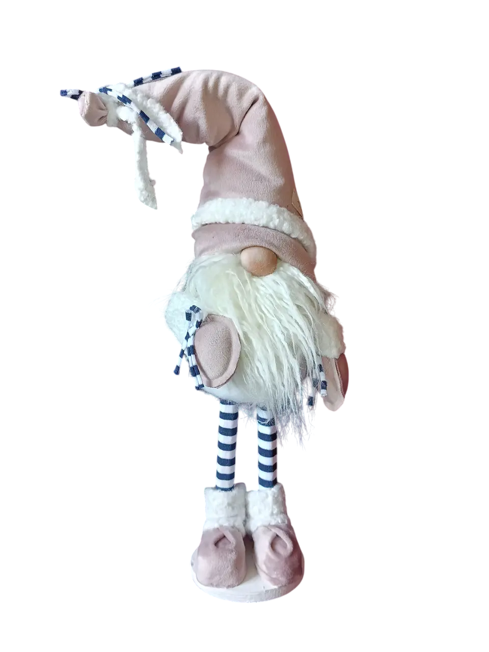 Новогодняя игрушка под елку "Гном Скандинавский" из трикотажа 50 см Пудровый (150-41-Гном №16)