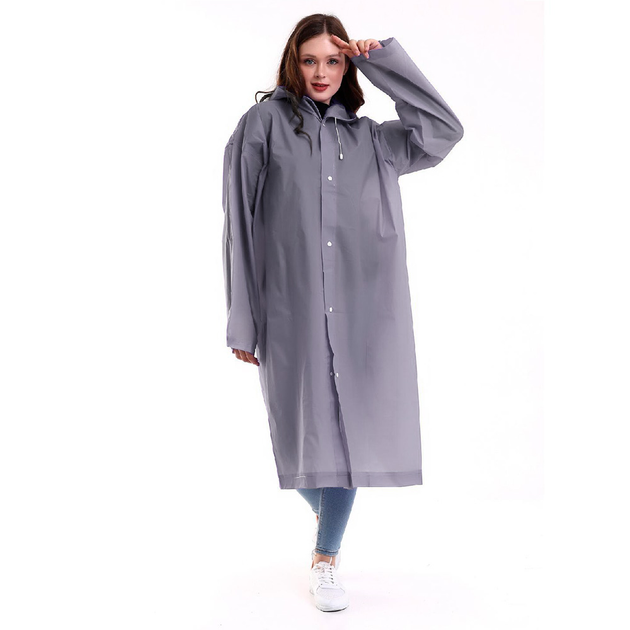 Плащ-дощовик на кнопках з капюшоном EVA з паяними швами Raincoat Сірий (2886) - фото 5 Плащ-дощовик на кнопках з капюшоном EVA з паяними швами Raincoat Сірий (2886) - фото 5