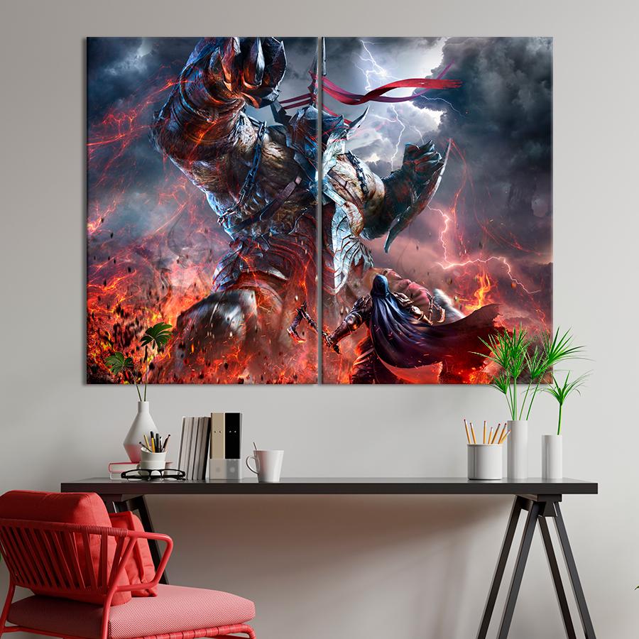 Настінний декор Нерівний бій із гігантом Lords of the Fallen 165x122 см (A239-2)