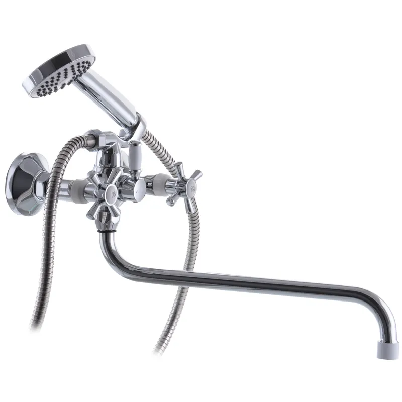 Смеситель для ванны Zerix Z2254-7 из силумина Стальной (ZX0263)