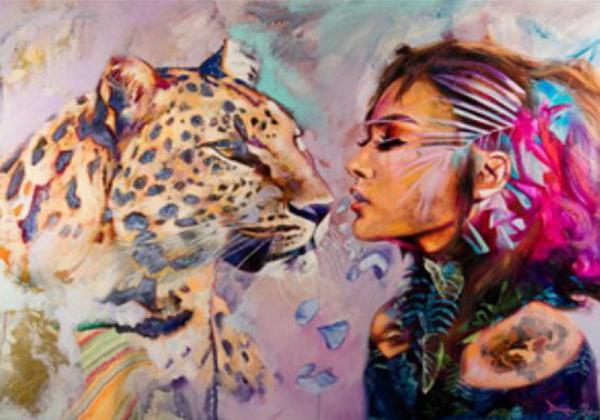 Картина по номерам Josef Otten Люди/Животные Девушка с гепардом 40х50 см в термопакете (8120RSB_O-mt)