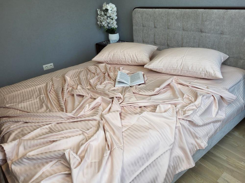 Комплект постельного белья Сатин Stripe LUX 1/1 см полуторный Light salmon