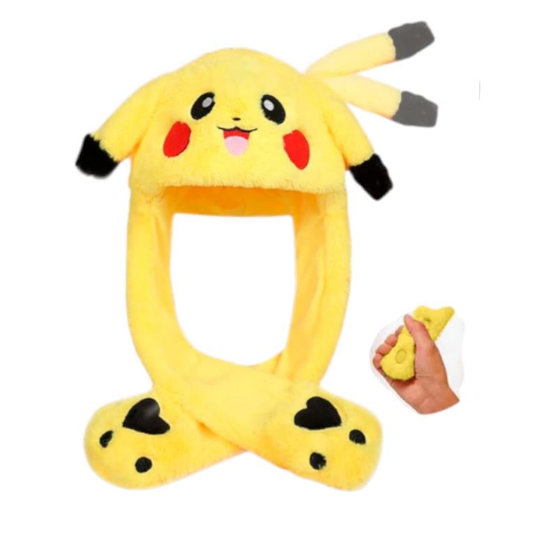 Шапка интерактивная шапка Пикача с подвижными ушками и LED-подсветкой Желтый - фото 2