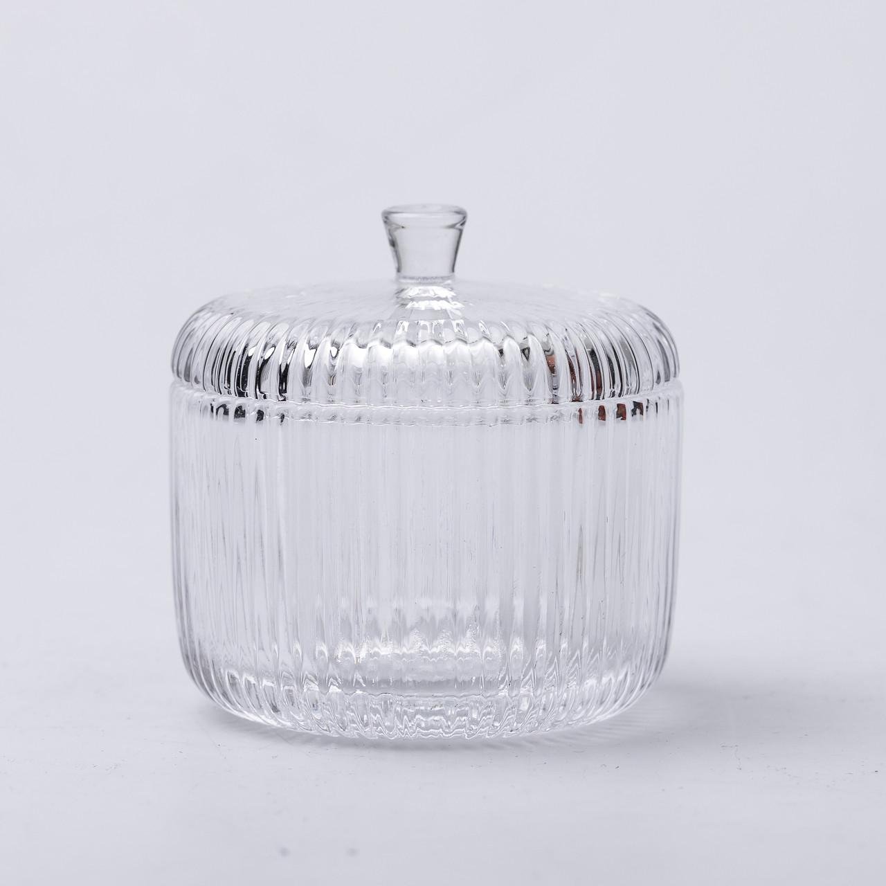 Цукерниця з кришкою HP-4-112 кругла скляна 9 см Прозорий (6967) - фото 3 Цукерниця з кришкою HP-4-112 кругла скляна 9 см Прозорий (6967) - фото 3