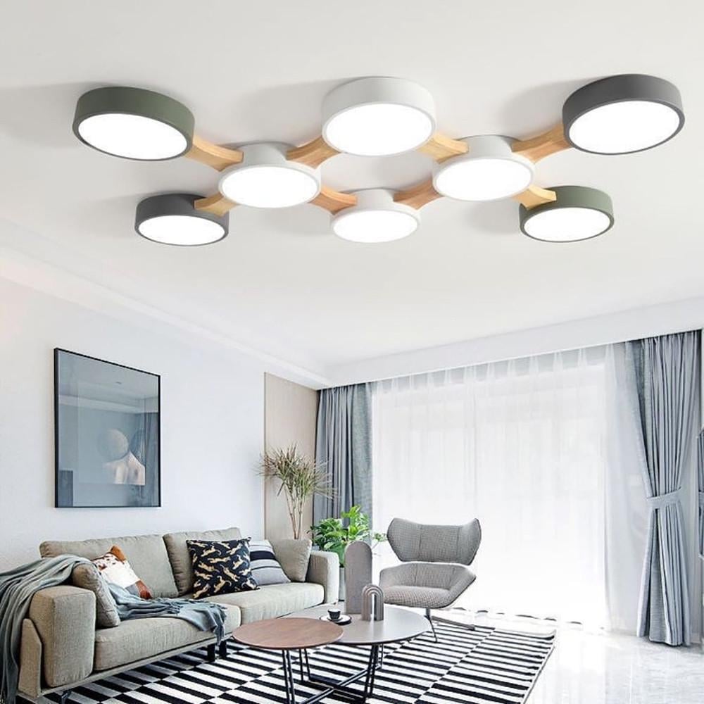 Люстра с деревянными рожками с LED элементами на 8 плафонов (AS126/8)