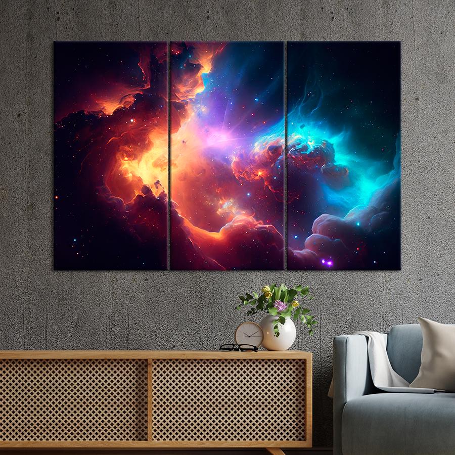 Картина космос Жёлто-голубая космическая туманность 128x81 см (A1318-3) Картина космос Жёлто-голубая космическая туманность 128x81 см (A1318-3)