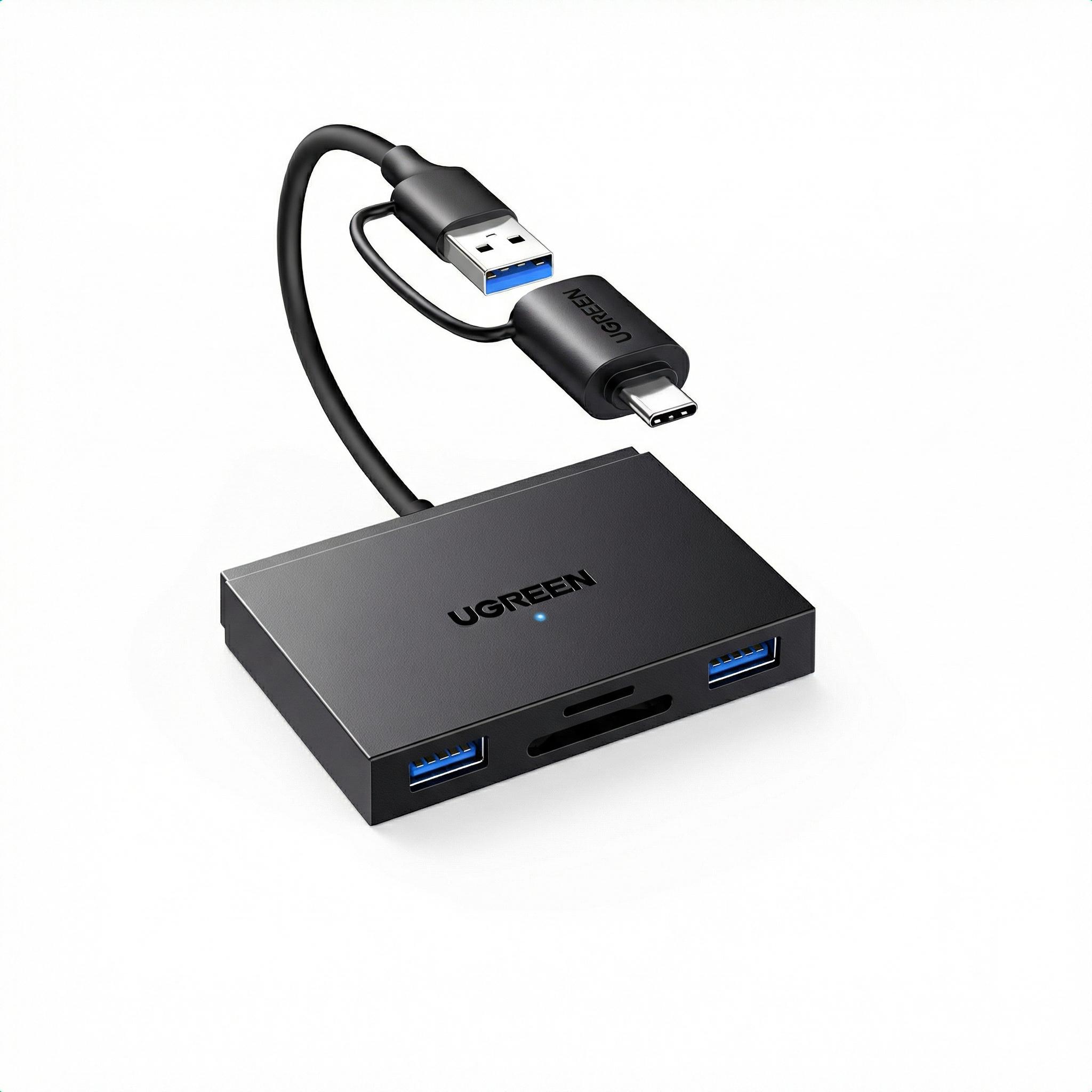 Кардридер 4в1 UGREEN CM812 USB-A/USB-C/20 см Черный (45167)