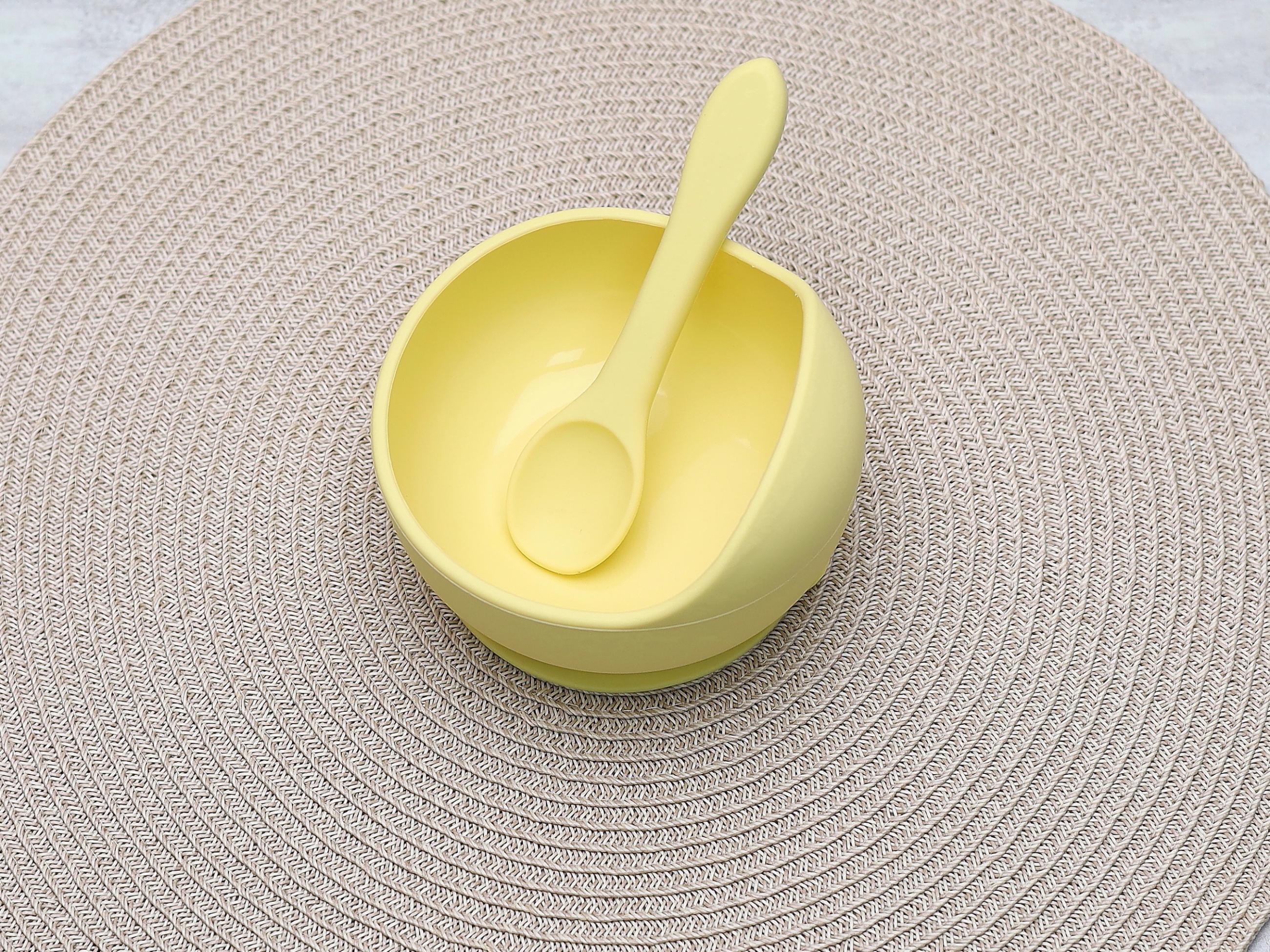 Дитячий набір силіконового посуду з 5 предметів Лимонний (LJC-0408) - фото 3 Дитячий набір силіконового посуду з 5 предметів Лимонний (LJC-0408) - фото 3