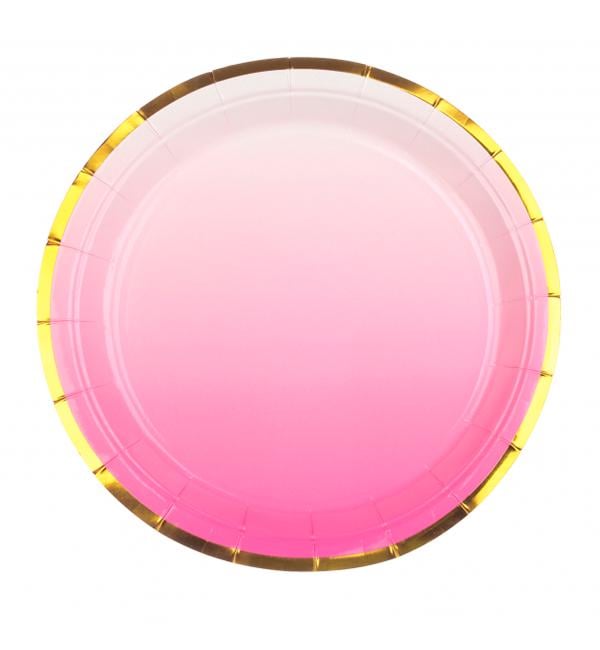 Одноразові паперові тарілки Plain 10 шт. 18 см Рожевий
