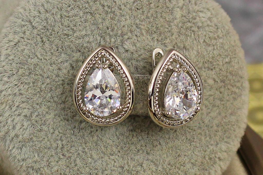 Серьги Xuping Jewelry капля в окантовке 1,7 см Серебристый