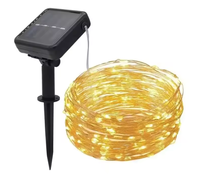 Гирлянда уличная с солнечной панелью 100 LED теплый белый свет 12 м