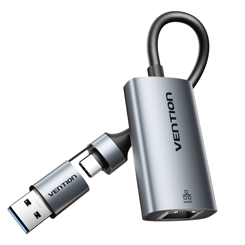Адаптер Vention USB-C/USB-A мережева карта RJ45 Сірий (CFQHB)