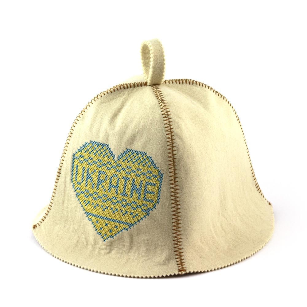 Банная шапка Luxyart "Ukraine" искусственный фетр Белый (LA-372)