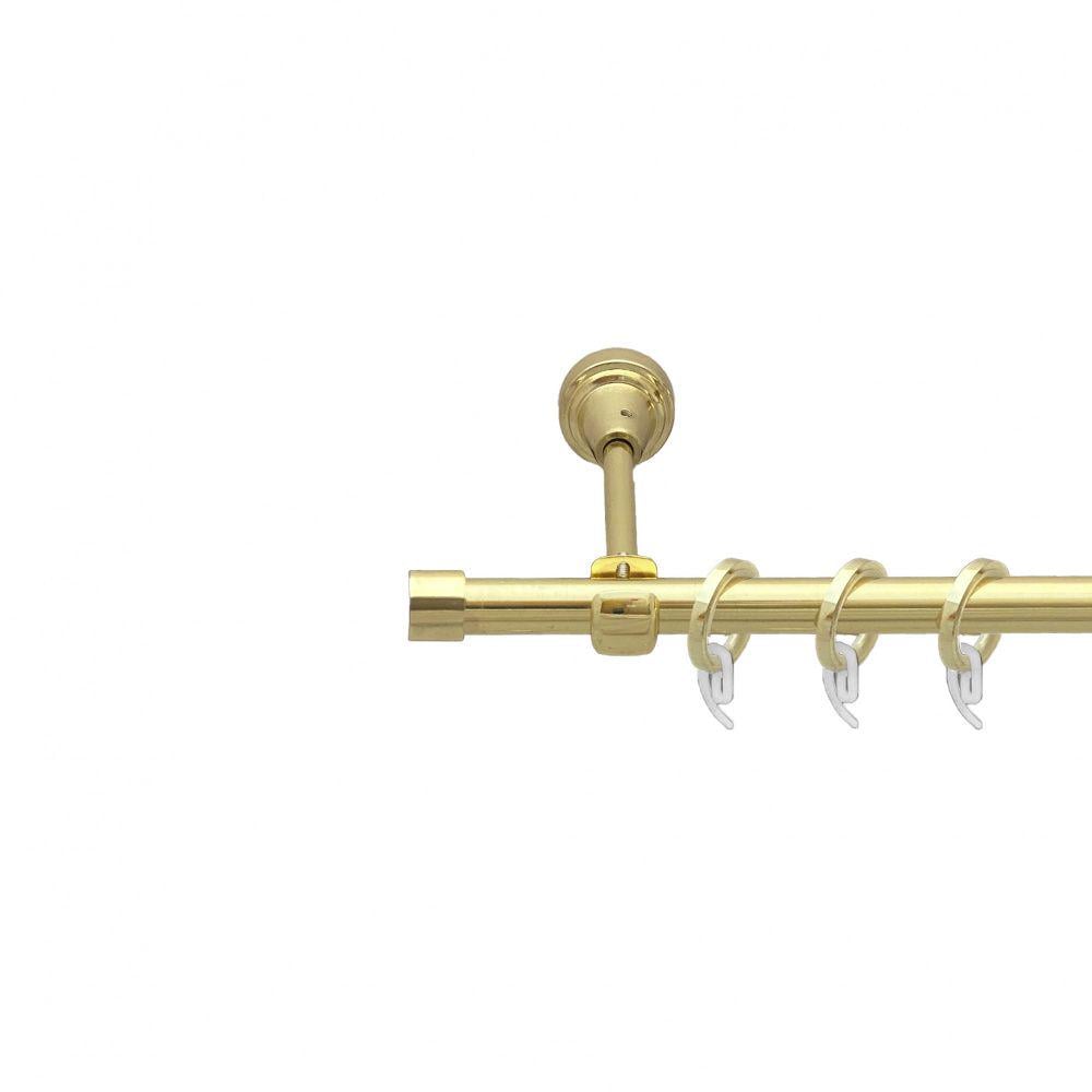 Карниз металлический Orvit Заглушка однорядная открытая/гладкая труба/кольцо фасонное металлическое Золото 16 мм 300 см (7751869)