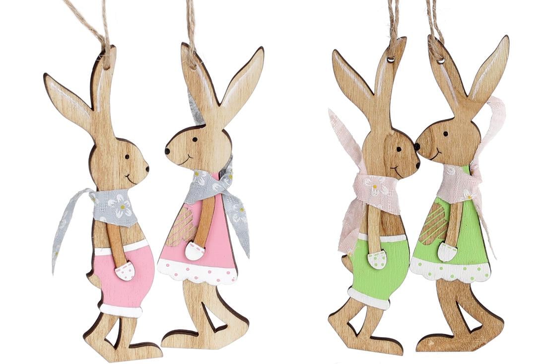 Набор пасхальных украшений на подвесе Кролик 2 дизайна по 2 шт. 12 см (781-955)