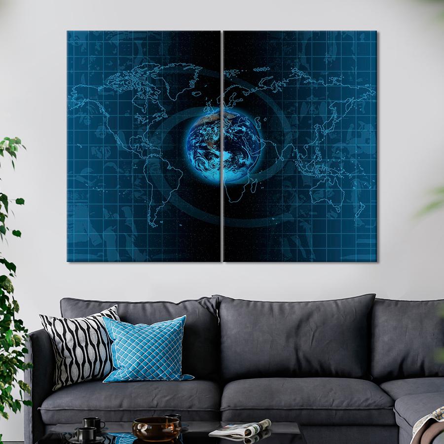 Картина карта Цифровая карта Земли 165x122 см (A1322-2)