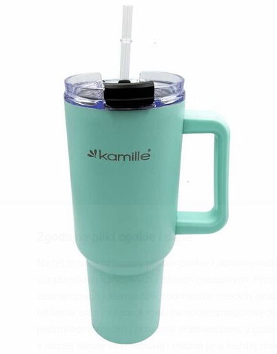 Термочашка з трубочкою Kamille із нержавіючої сталі 1200 мл Ментоловий (2175)