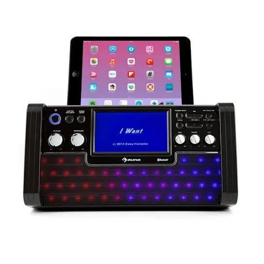 Караоке-система светодиодная DiscoFever Bluetooth LED 7" TFT-экран CD USB Черный Караоке-система светодиодная DiscoFever Bluetooth LED 7" TFT-экран CD USB Черный