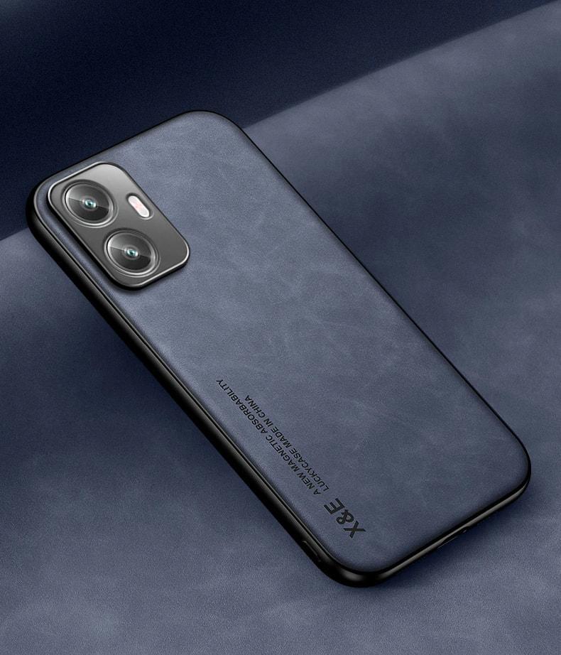 Кожаный чехол XnE Realme C55 с металлической вставкой Blue (34262-28)