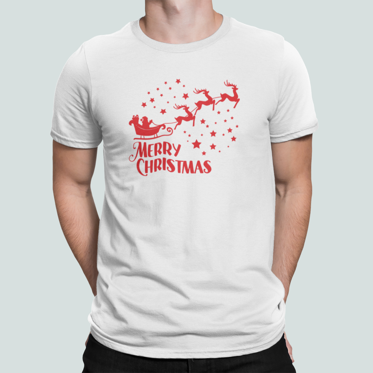 Футболка мужская новогодняя Stedman с принтом "Merry Christmas" Звездное небо S Белый (НГ181-7)