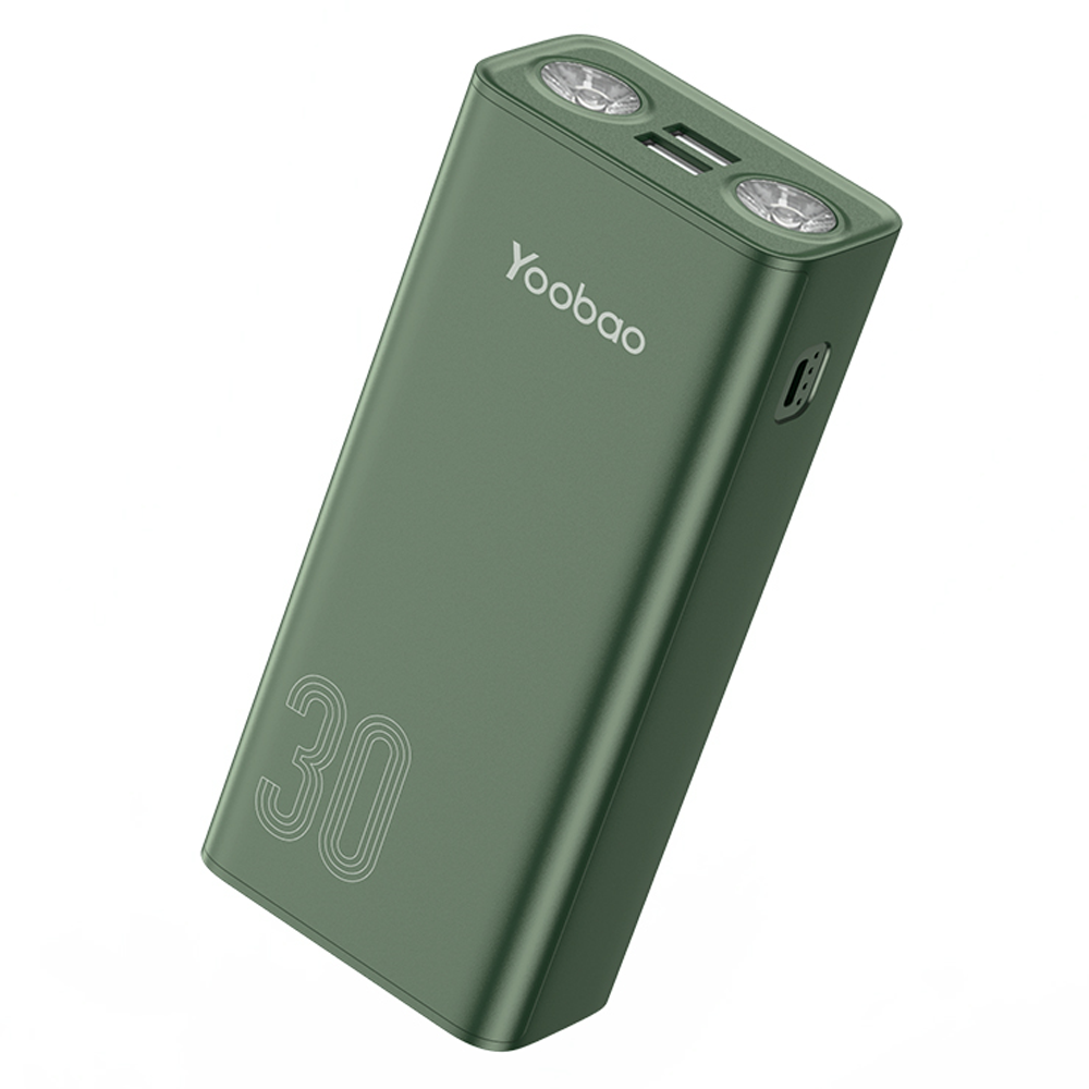 Повербанк с фонариком Yoobao 30000 mAh 2USB/1Type-C 20W Зеленый