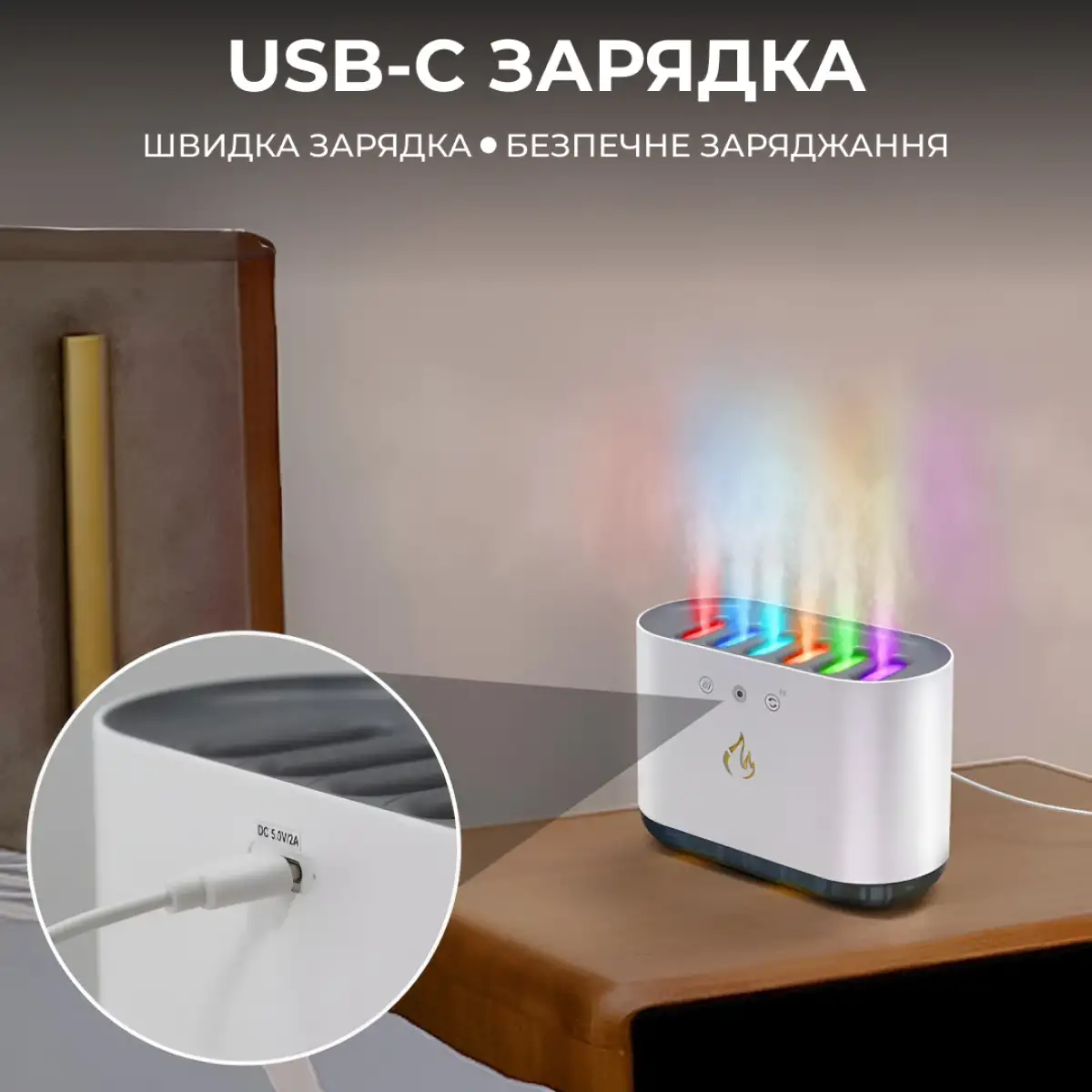 Увлажнитель воздуха настольный Holdmay HPKP6257 с RGB-подсветкой и синхронизацией с музыкой 900 мл Белый (118-107-HPKP6257) - фото 11