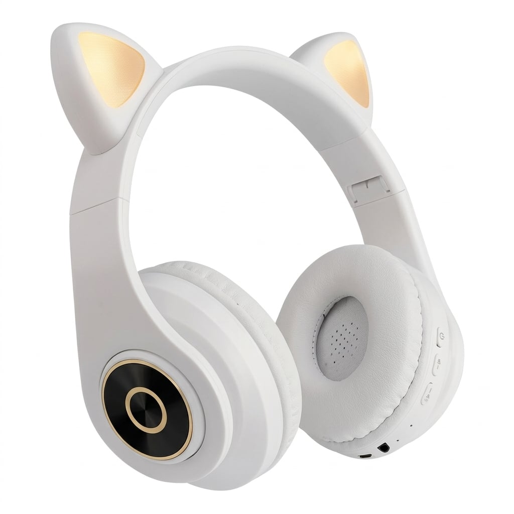 Наушники беспроводные Cat Ear STN-27 с кошачьими ушками и LED подсветкой Белый