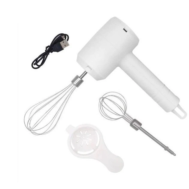 Миксер ручной беспроводной 12 W 3,7 V 800 mah USB аккумуляторный Белый (opt-15316)