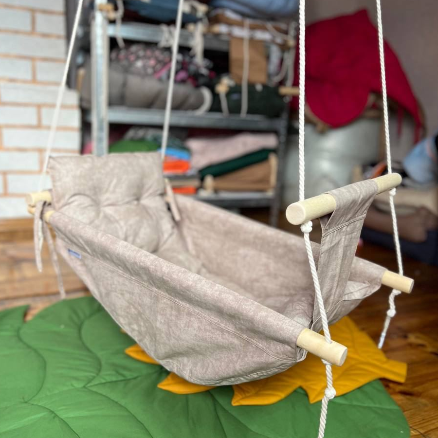 Детские качели подвесные из хлопка Колыбель Бежевый (gs-8538)